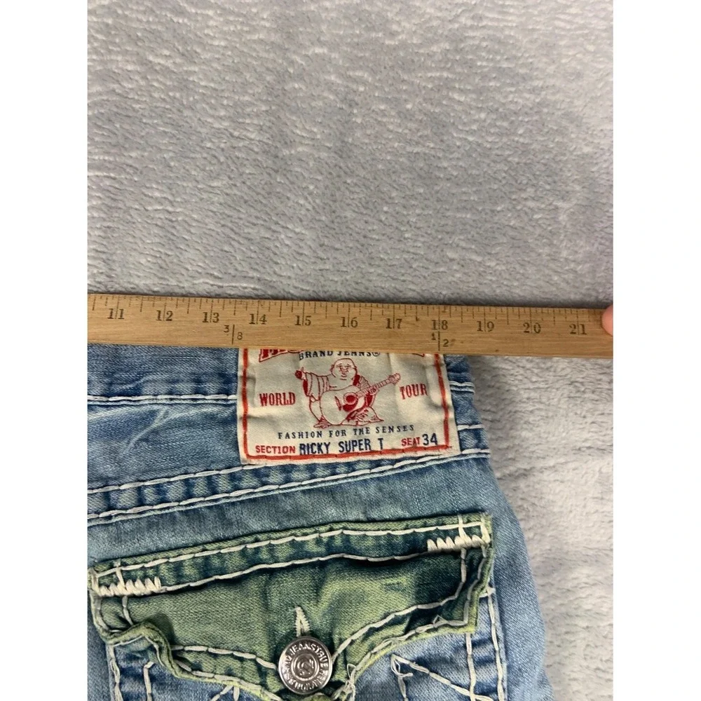 2000s True Religion Ricky Super T Jeans Mens 36x32 Blue Denim 24-859NBT2